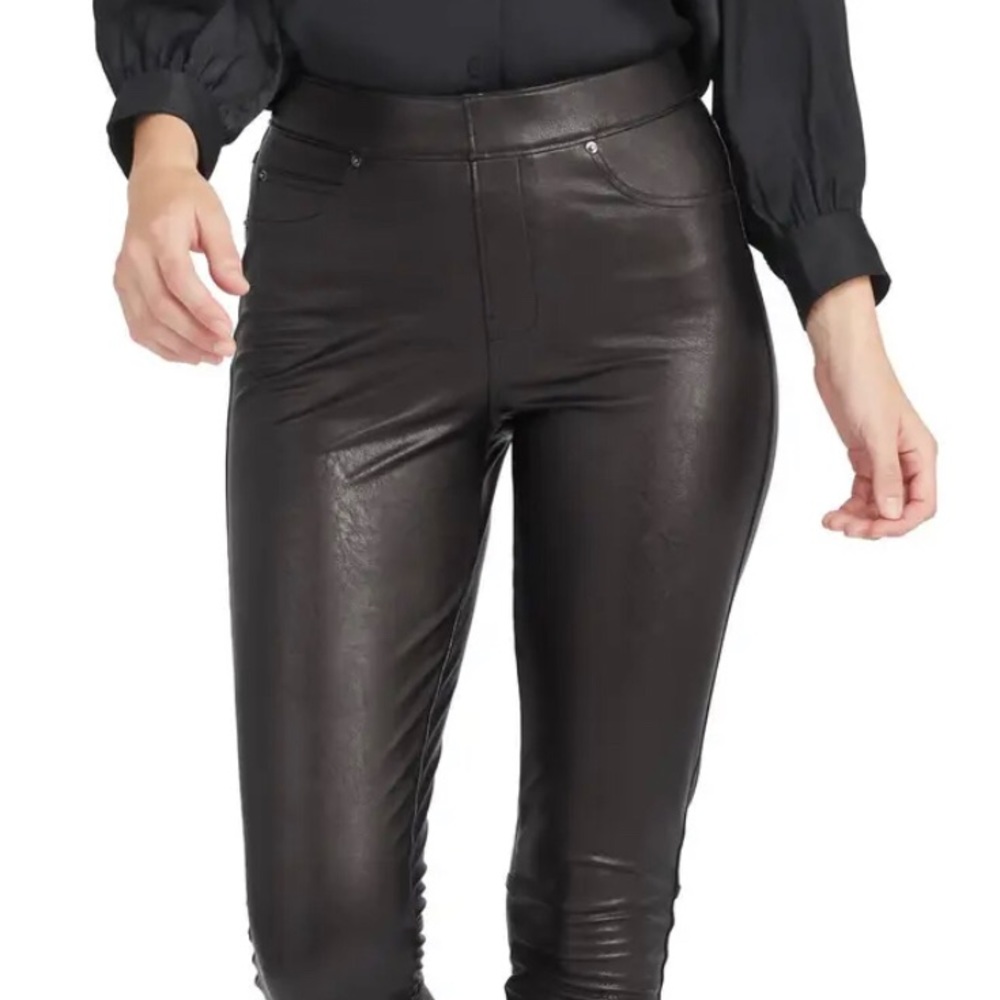 Spanx and women’s faux leather pants